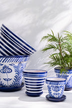 J-Line bloempot Granada - keramiek - blauw - medium - Ø 27 cm