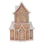 Gingerbread house met LED 16x8x23 cm Bruin Kunststof