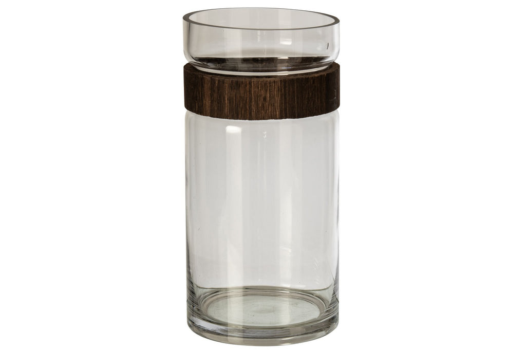 J-Line Cilindervaas - glas - donkerbruin/transparant - large