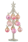 J-Line decoratie kerstboom + Ballen - glas - roze/transparant - L