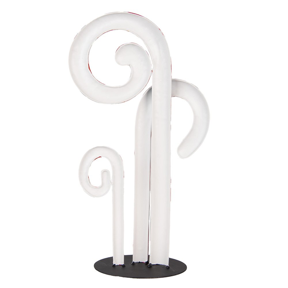 Kerstdecoratie Beeld Zuurstok 24x11x46 cm Wit Rood Metaal