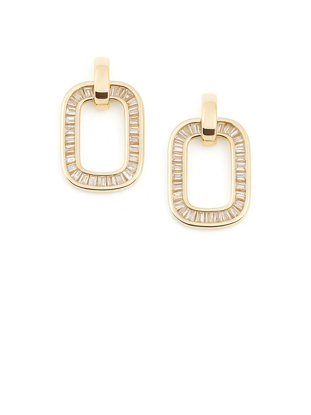 Vergulde Amerikaanse diamanten studs – vierkante oorbellen – AD verfraaid – 1,9 x 1,1 cm