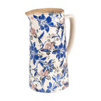 Decoratie Kan 21x14x26 cm Beige Blauw Keramiek Bloemen Schenkkan