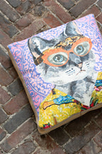 J-Line kussen Kat Popart - polyester/linnen - mix