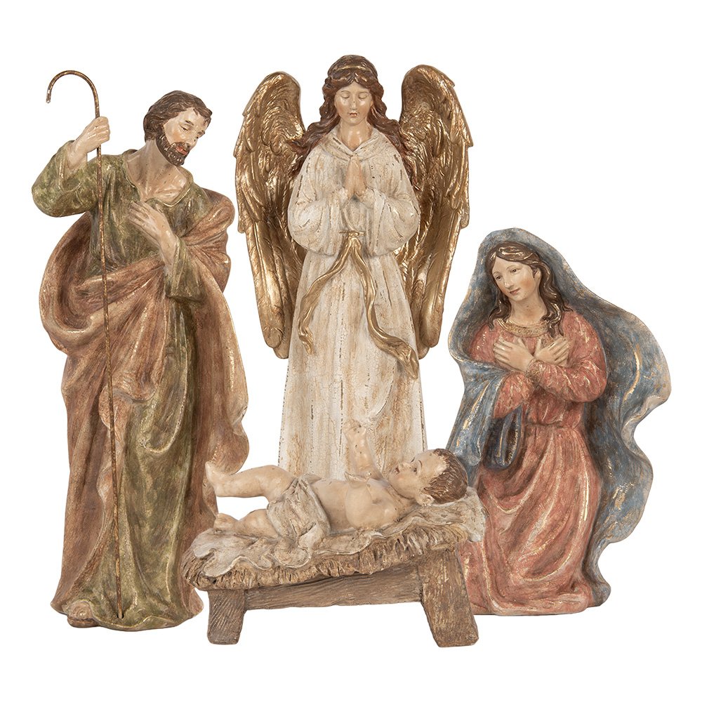 Kerstdecoratie Beeld Kerstgroep 23x12x47 cm Beige Kunststof