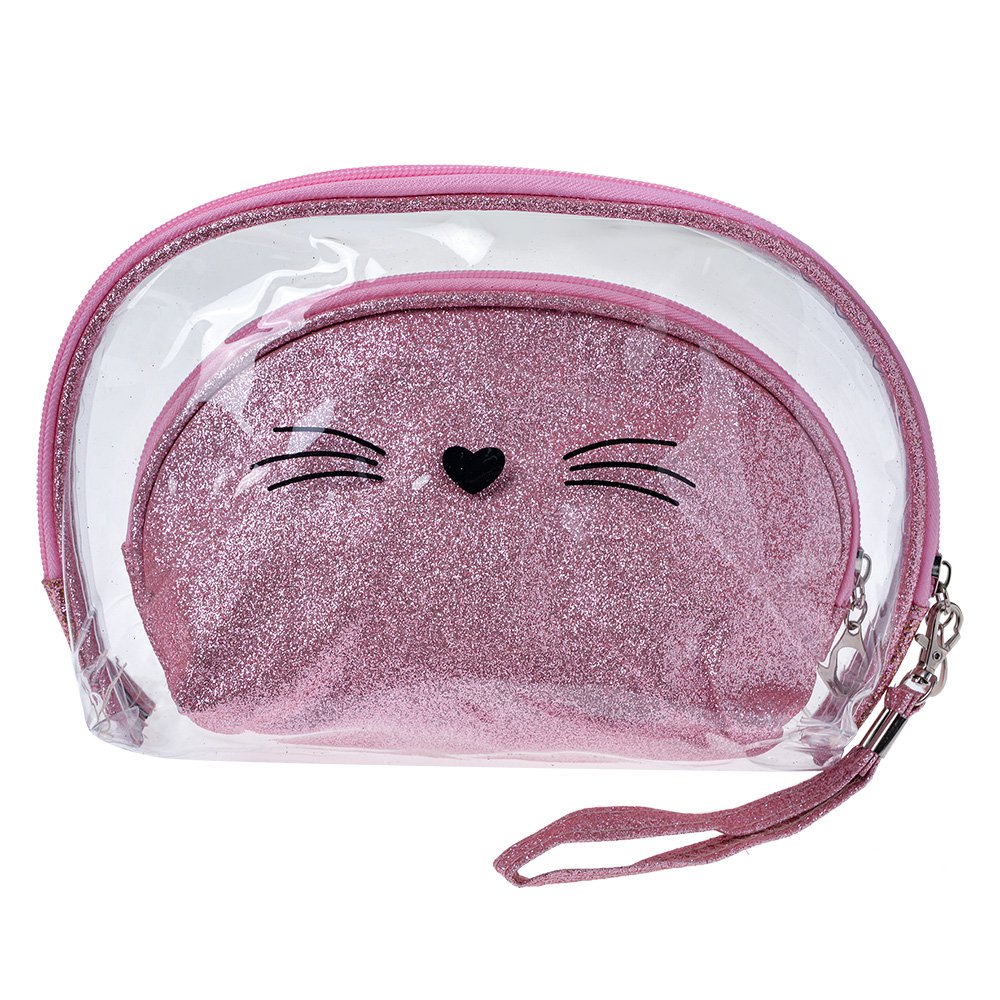 Toilettas Dames Set van 2 24x15 / 19x12 cm Roze Polyurethaan