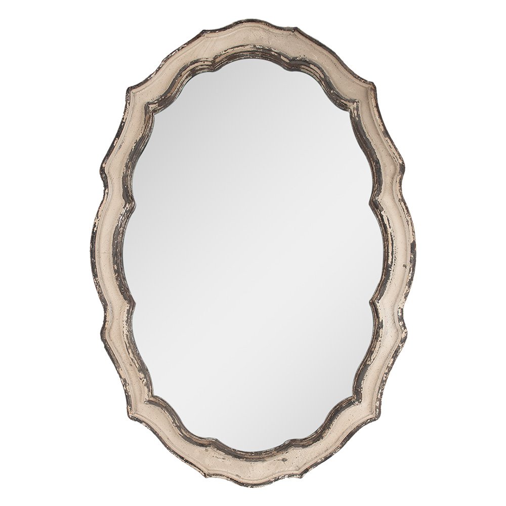 Mirror 52x3x75 cm Beige Bruin Hout Wall Mirror