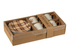 J-Line tas + schotel Blad - giftbox - keramiek - bruin - S - 4 stuks