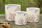 J-Line bloempot Branch - keramiek - ecru/bruin - large