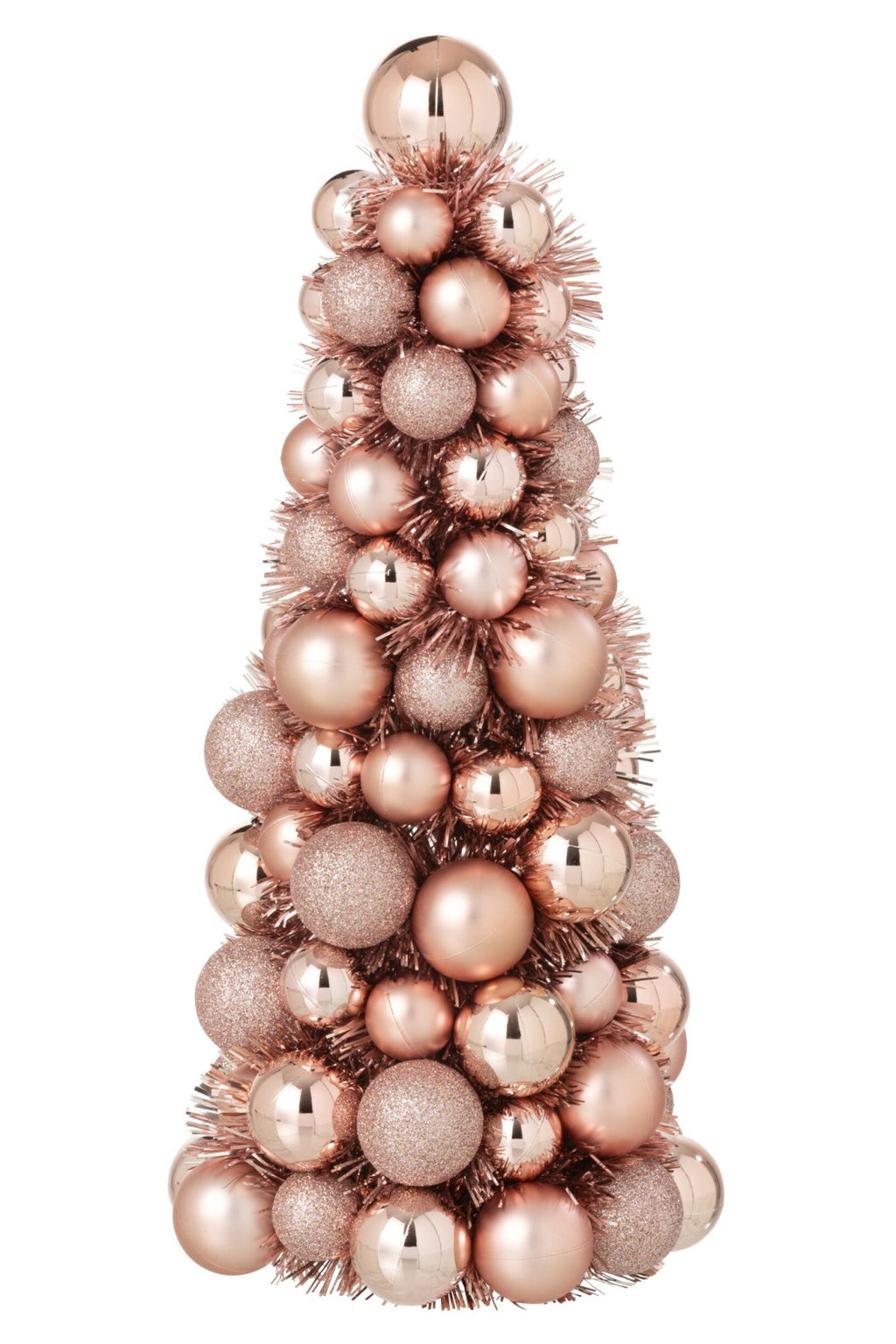 J-Line Kegel met kerstballen - PS - lichtroze