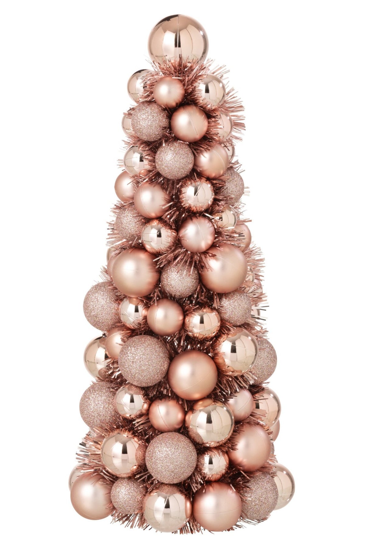 J-Line Kegel met kerstballen - PS - lichtroze