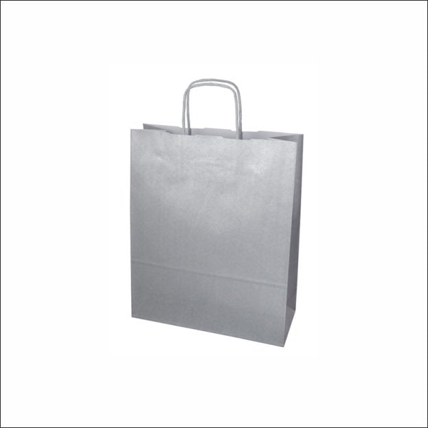 Papieren tas - S – Zilver/licht grijs (100 stuks)