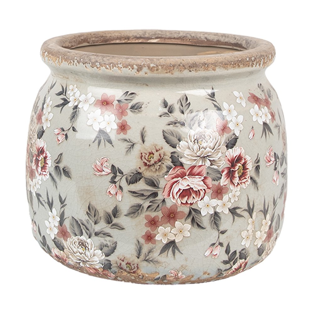 Bloempot Ø 16x13 cm Grijs Keramiek Bloemen