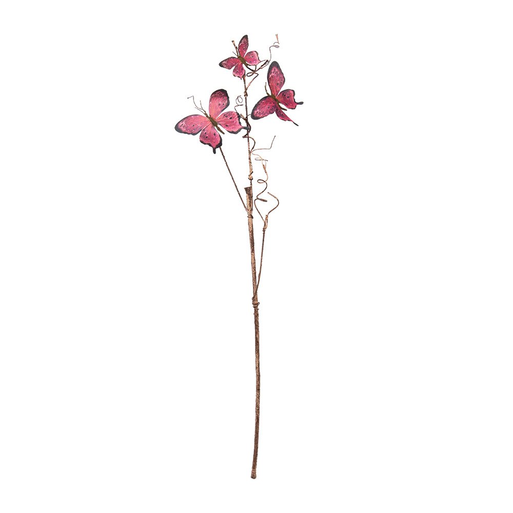Decoratie Tak 85cm Roze Metaal Vlinders