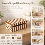 Bruin gestreepte hars opbergdoos MDF decoratieve organisator