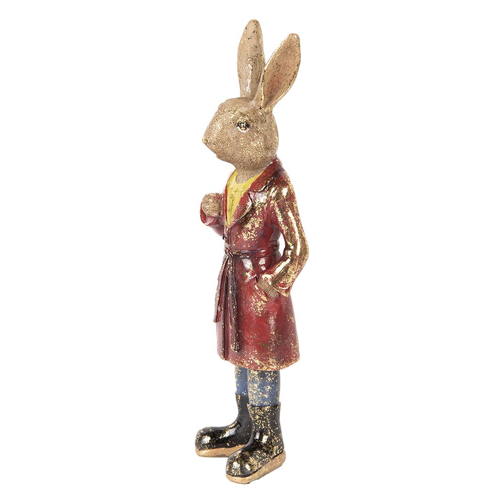 Decoratie Beeld Konijn 25 cm Bruin Rood Kunststof