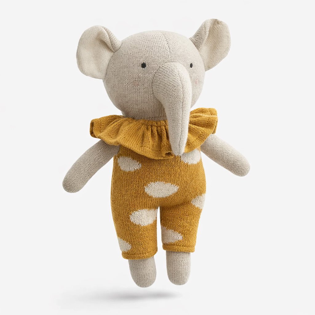 Gebreide speelgoed, babycadeau, olifant Juno