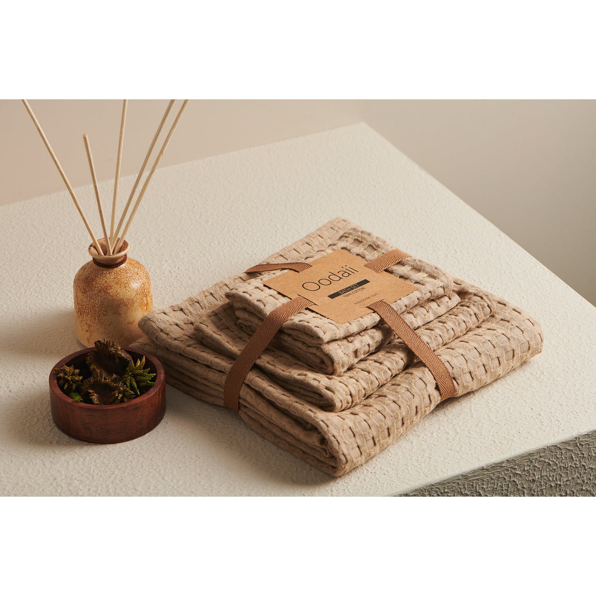 Wafelkatoenen handdoek - Badset, sneldrogend