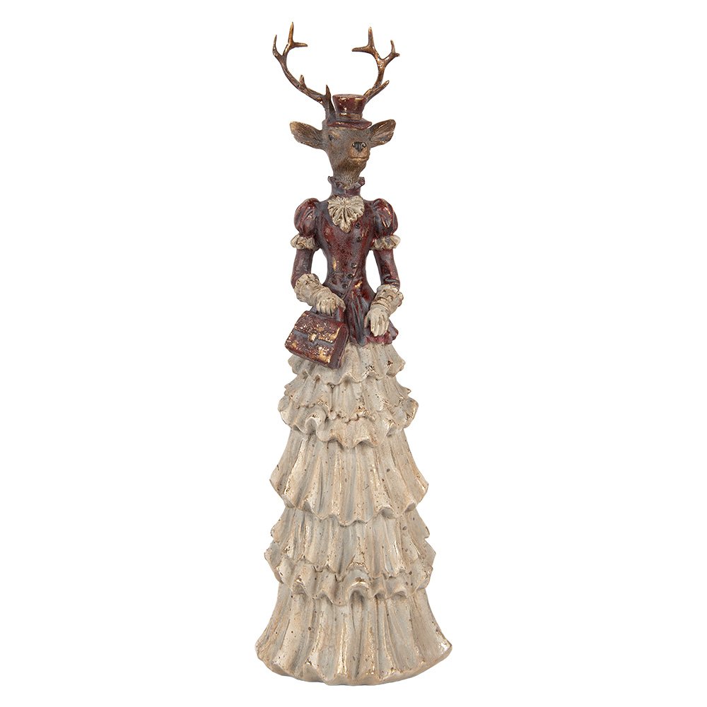 Decoratie Beeld Hert 13x11x41 cm Bruin Kunststof