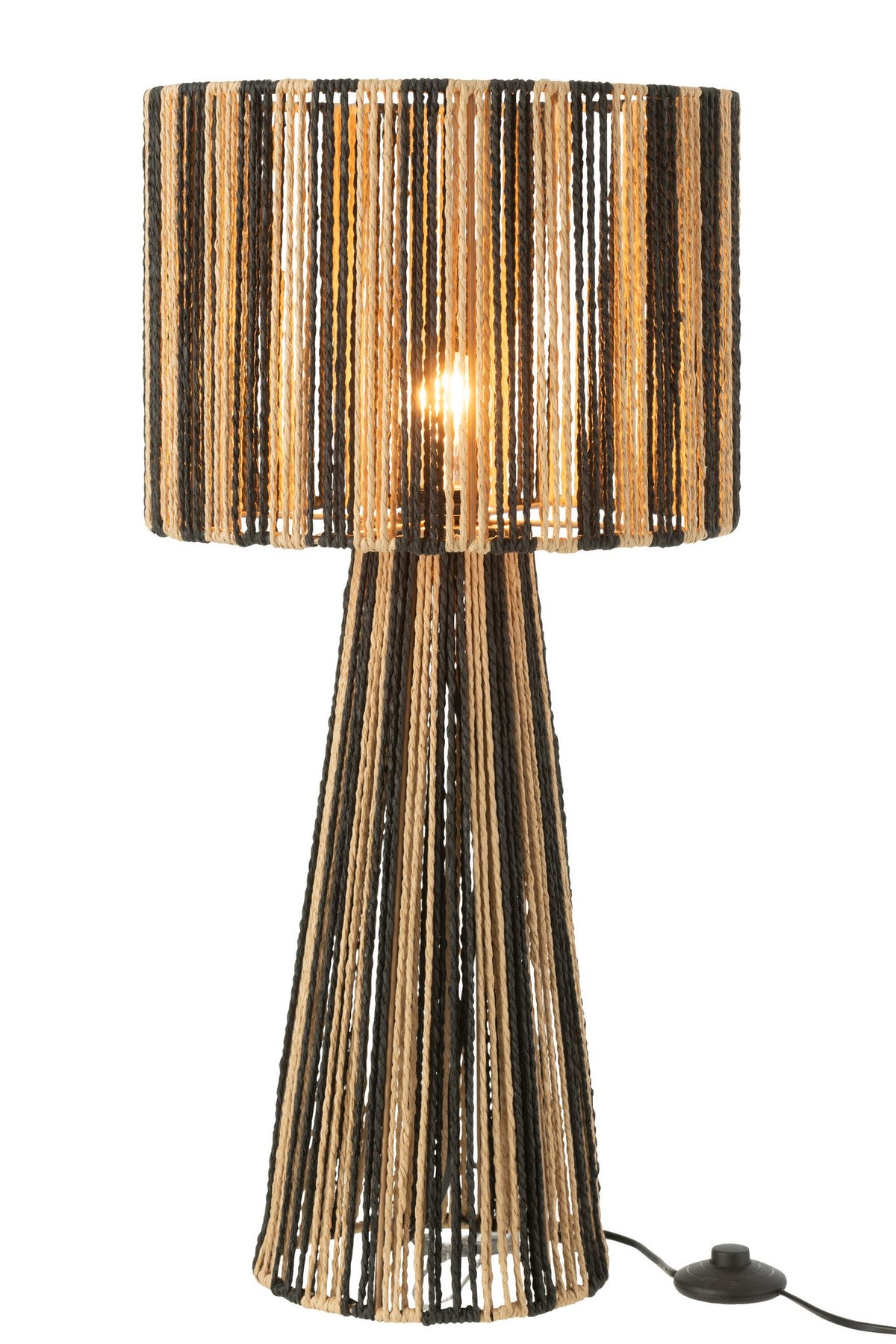 J-Line lamp Strepen Touwen - metaal/papier - zwart/naturel
