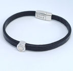 Shorty leren armband antiek verzilverd