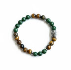 Damesarmband Tijgeroog 8 mm en wierook geurkralen met RVS basic kraal.