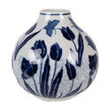 Vaas Ø 16x16 cm Wit Blauw Keramiek