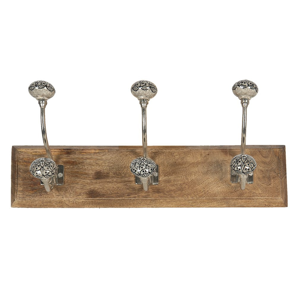 Wandkapstok 44x10x17 cm Bruin Grijs Hout