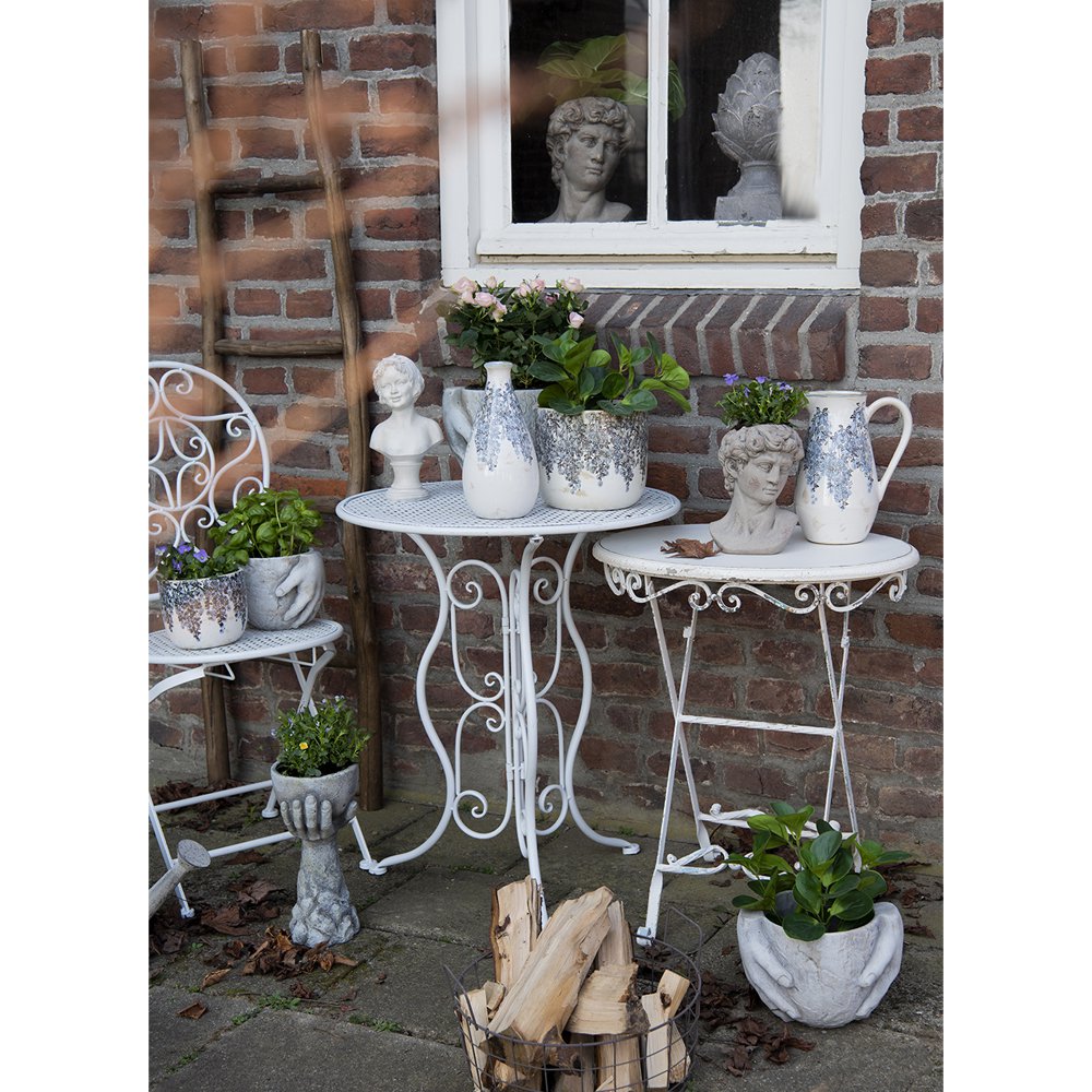 Bloempot 25x18x17 cm Grijs Steen Handen Bloempot Binnen