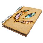 Duurzaam Houten Notitieboek – Komoni – Feathers – Gerecycled papier