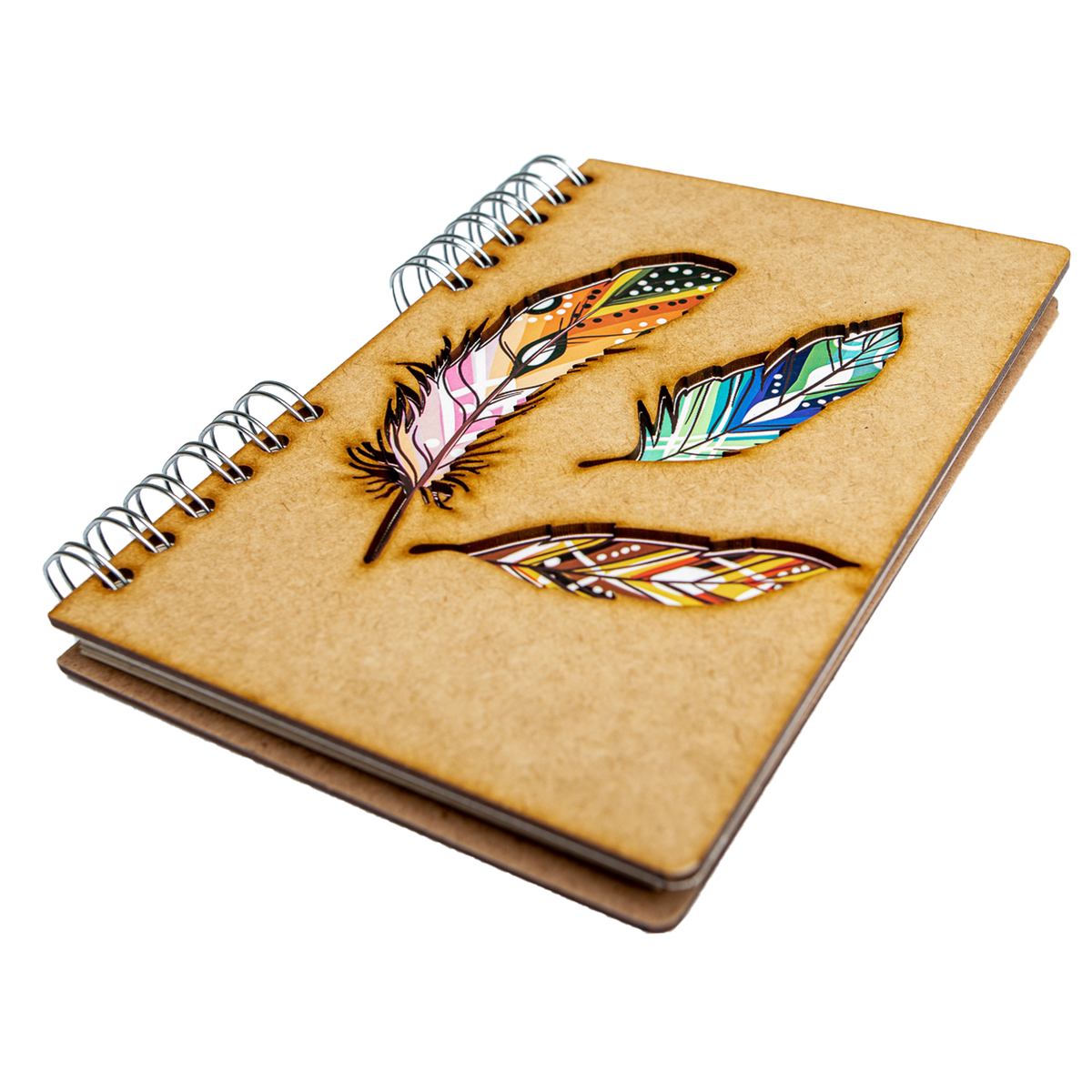 Duurzaam Houten Notitieboek – Komoni – Feathers – Gerecycled papier