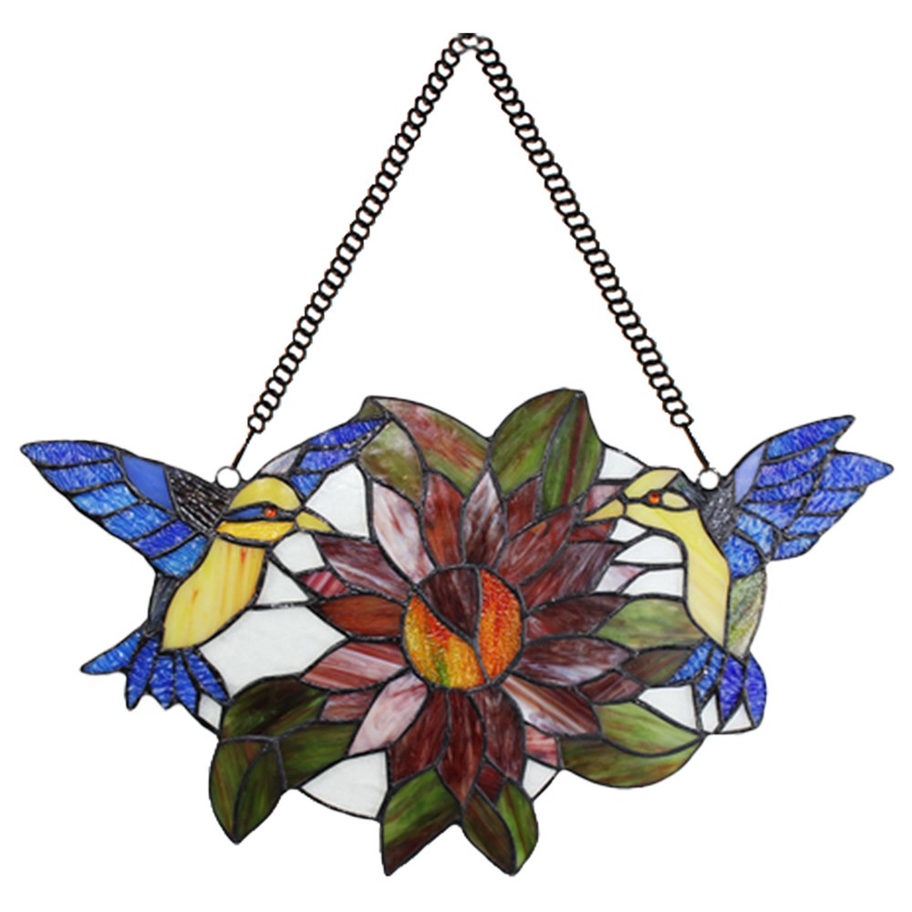 Glaspaneel Tiffany 50x60 cm Bruin Glas Vogel Glaskunst