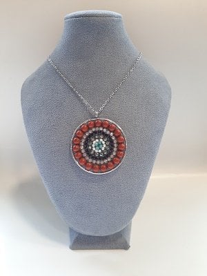 Mandala ketting rode Jaspis