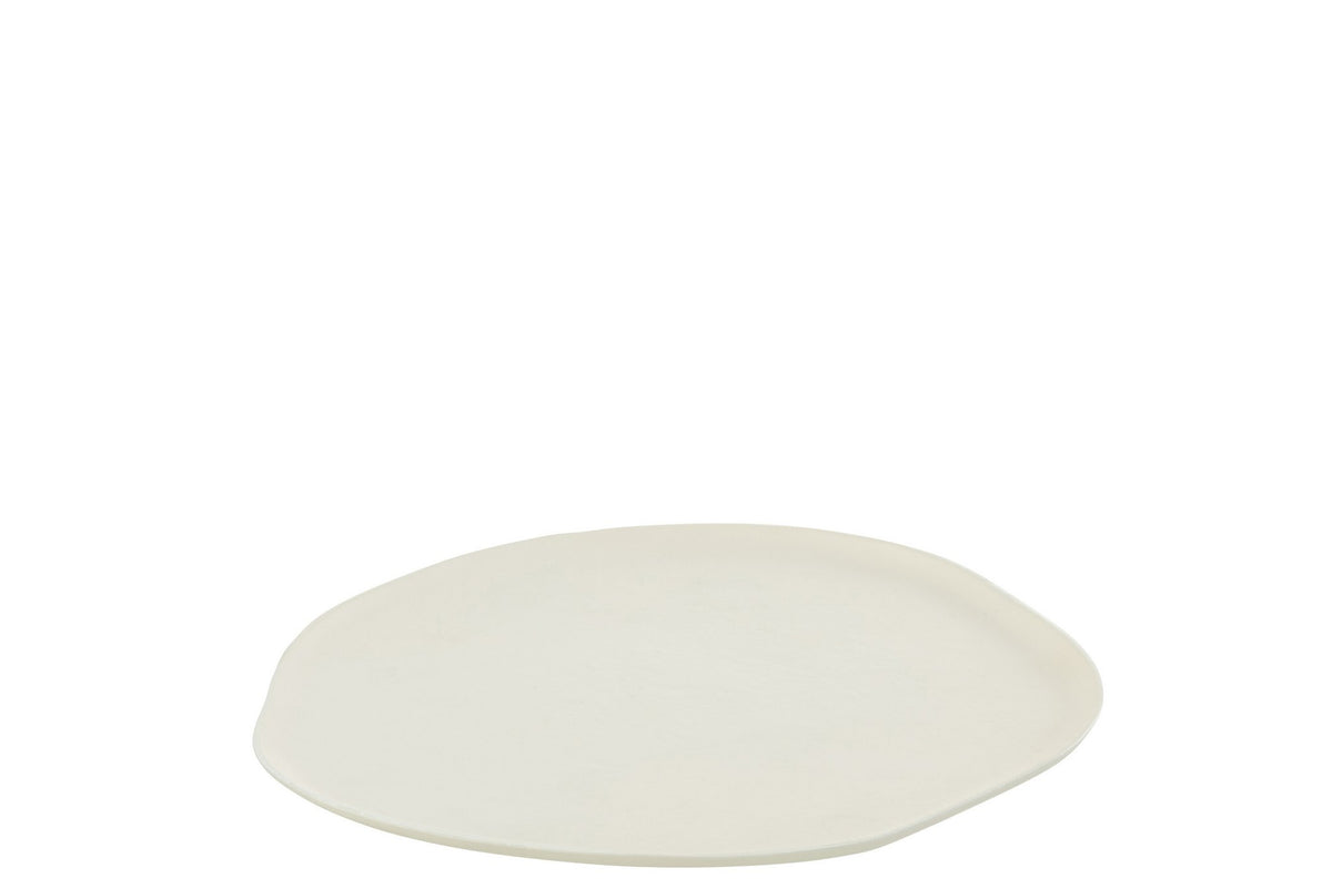 J-Line plateau Rond - dienblad - metaal - wit - small