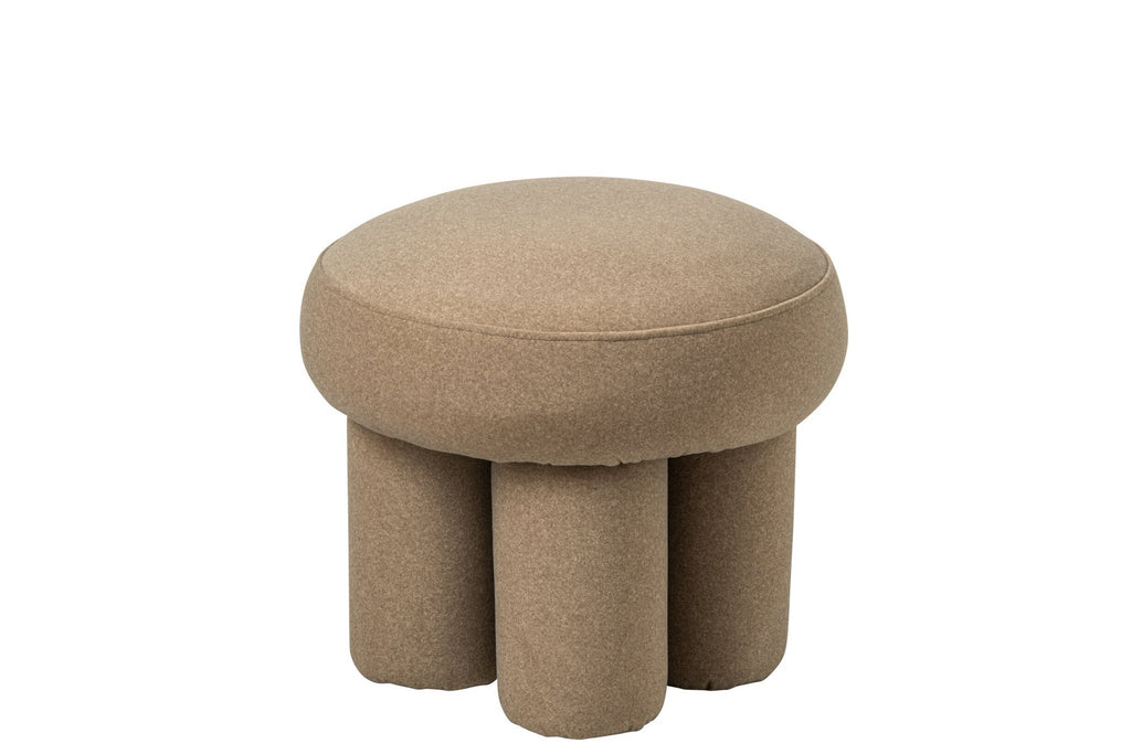 J-Line Poef met poten - multiplex/stof - beige - small