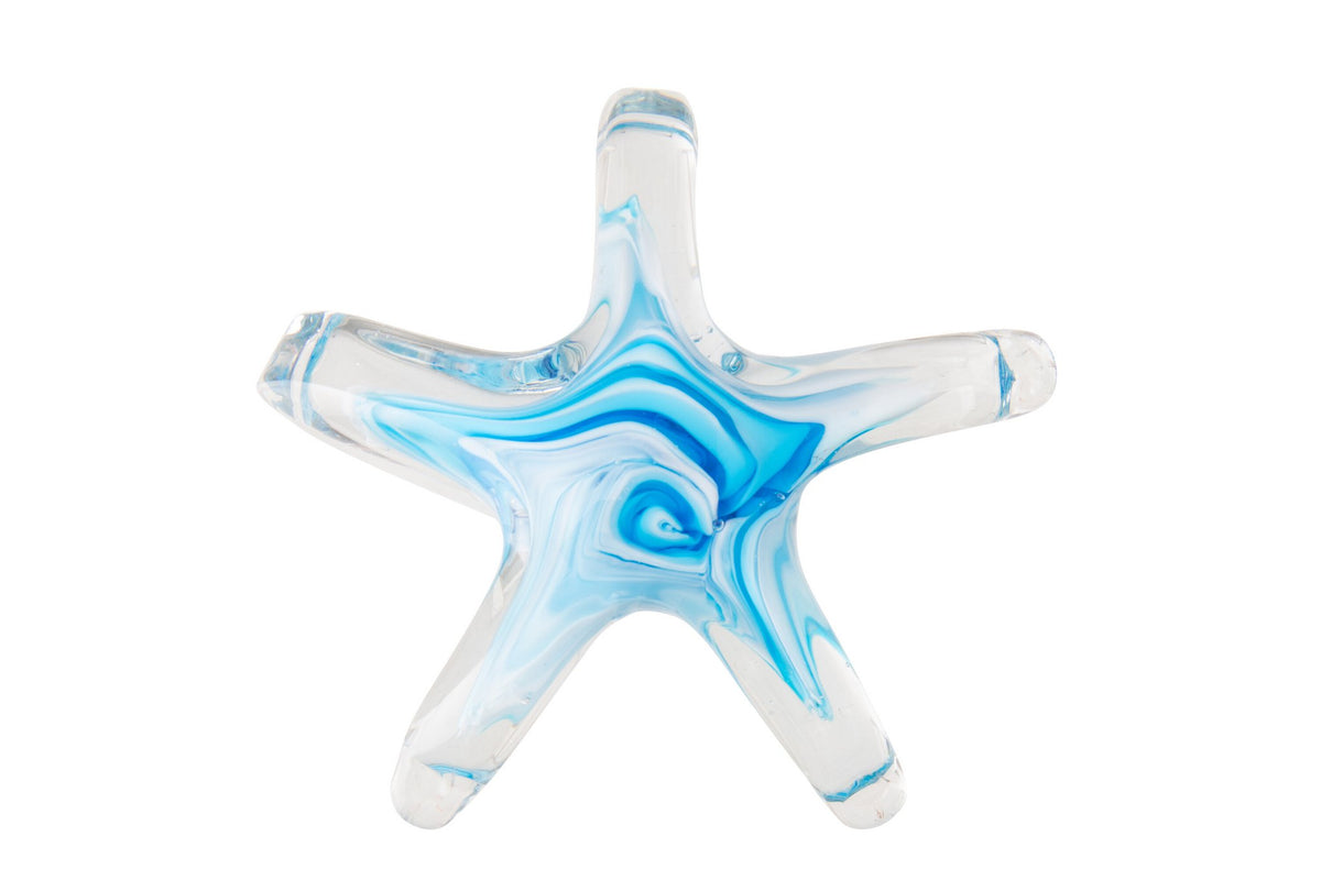 J-Line presse-papier Zeester Stippen - glas - blauw
