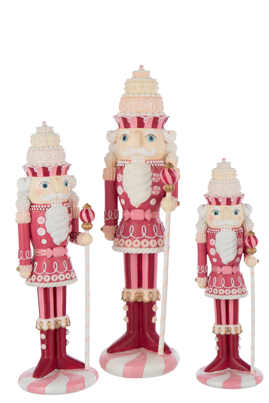 J-Line figuur Notenkraker Snoep - polyresin - wit/roze - L