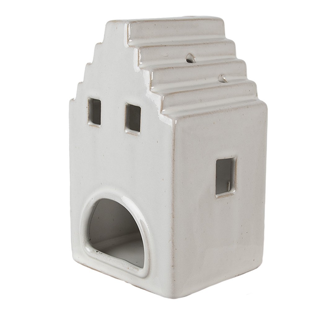 Waxinelichthouder Huis 17 cm Beige Porselein