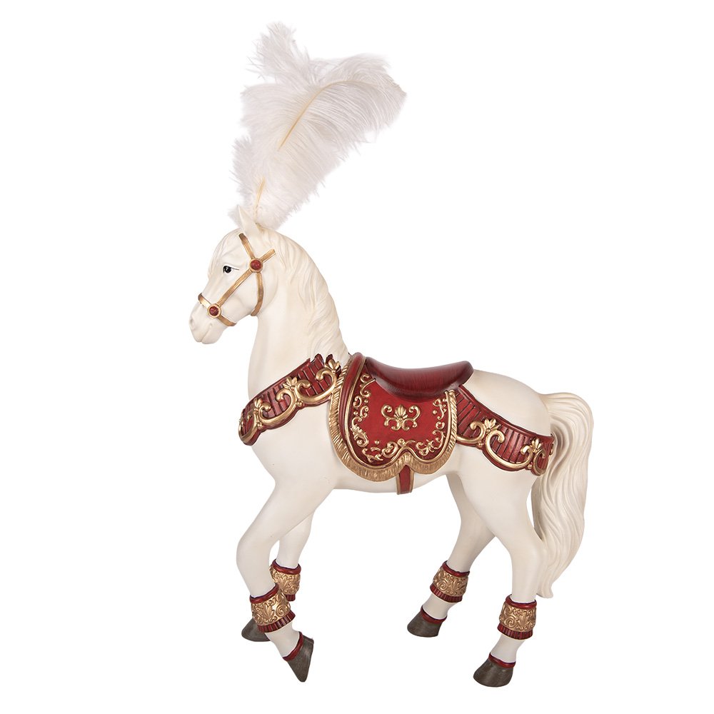 Decoratie Beeld Paard 35x12x56 cm Wit Kunststof