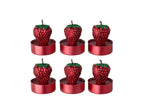J-Line Aardbeikaarsen - paraffine - kerstrood - doos van 6