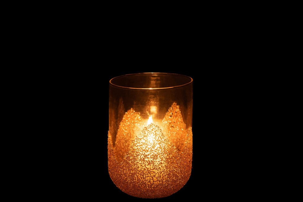 J-Line kaarshouder Strass - glas - transparant/goud - medium