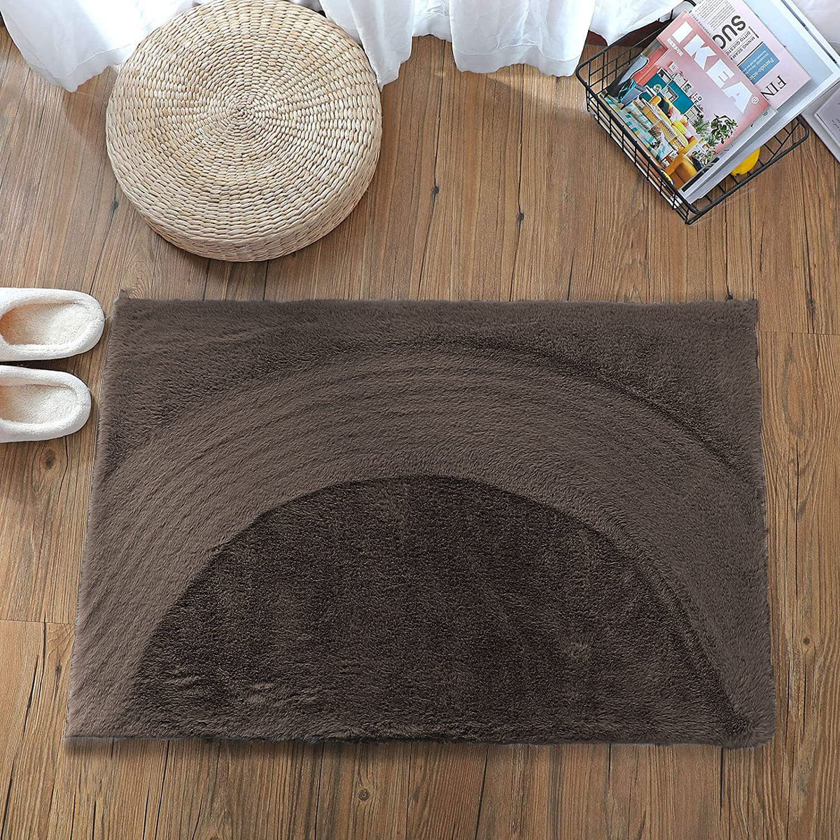 Superzachte antislip wasbare badmat van konijnenbont 40x60 cm | Badkamer slaapkamer deurmat