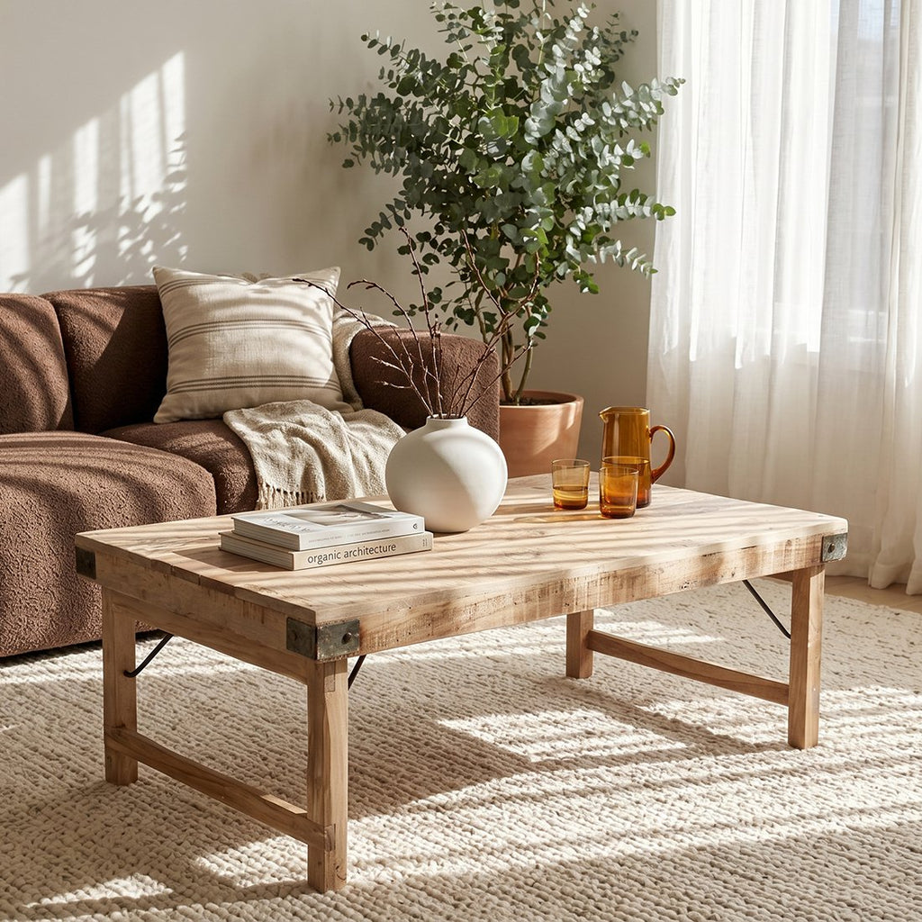 Limewash inklapbare salontafel - 120x75x45 cm