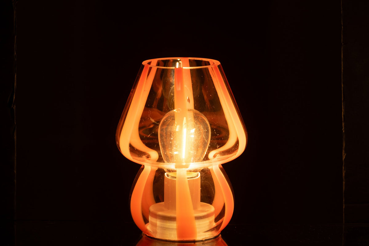 J-Line tafellamp Strepen - glas - transparant/oranje - small