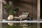 J-Line tafel Rond - hout - zwart - set van 2