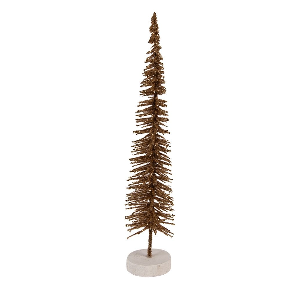 Kerstdecoratie Beeld Kerstboom Ø 6x30 cm Bruin Hout