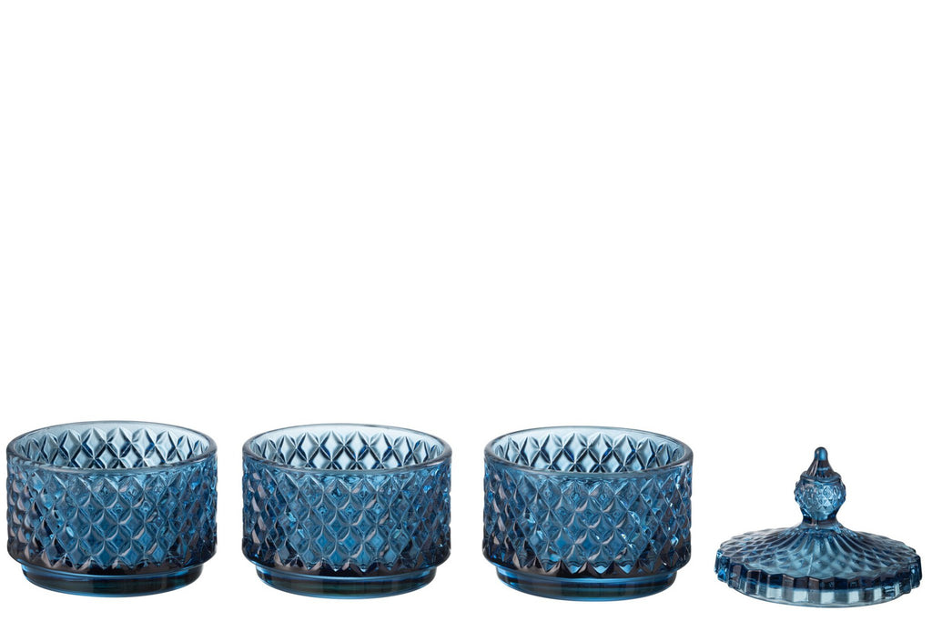 J-Line voorraadpot 3 lagen - glas - blauw