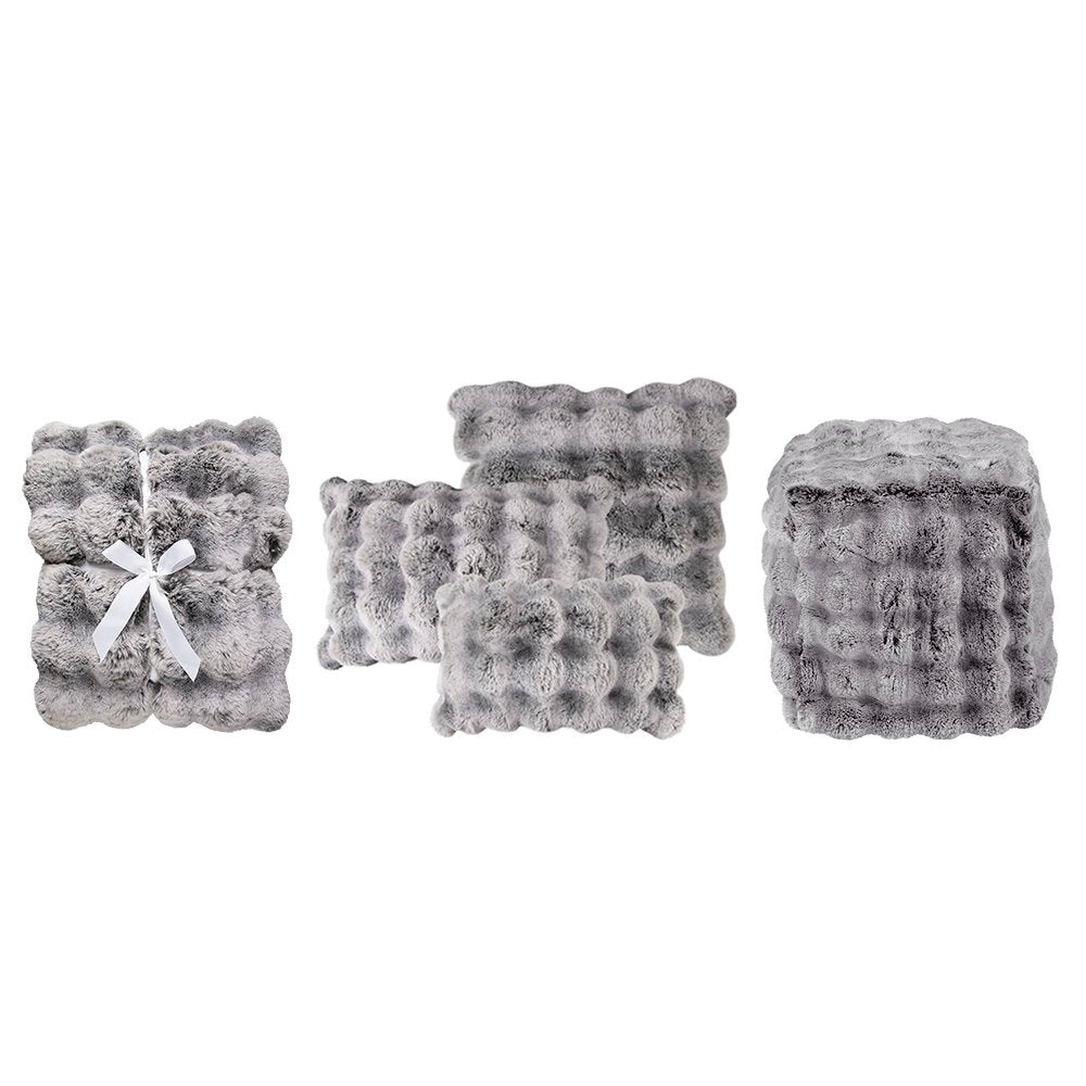 Poef teddy bubble grijs 40x40x45cm