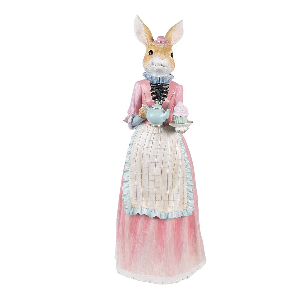 Decoratie Beeld Konijn 58 cm Beige Roze Kunststof