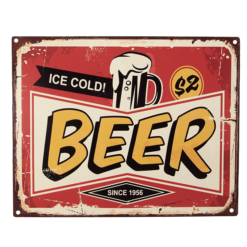 Tekstbord 25x20 cm Rood Geel IJzer Wandbord